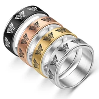 anxiety fidget spinner rings for men women gold silver color butterfly stainless steel spinning rotate ring punk rock jewelry