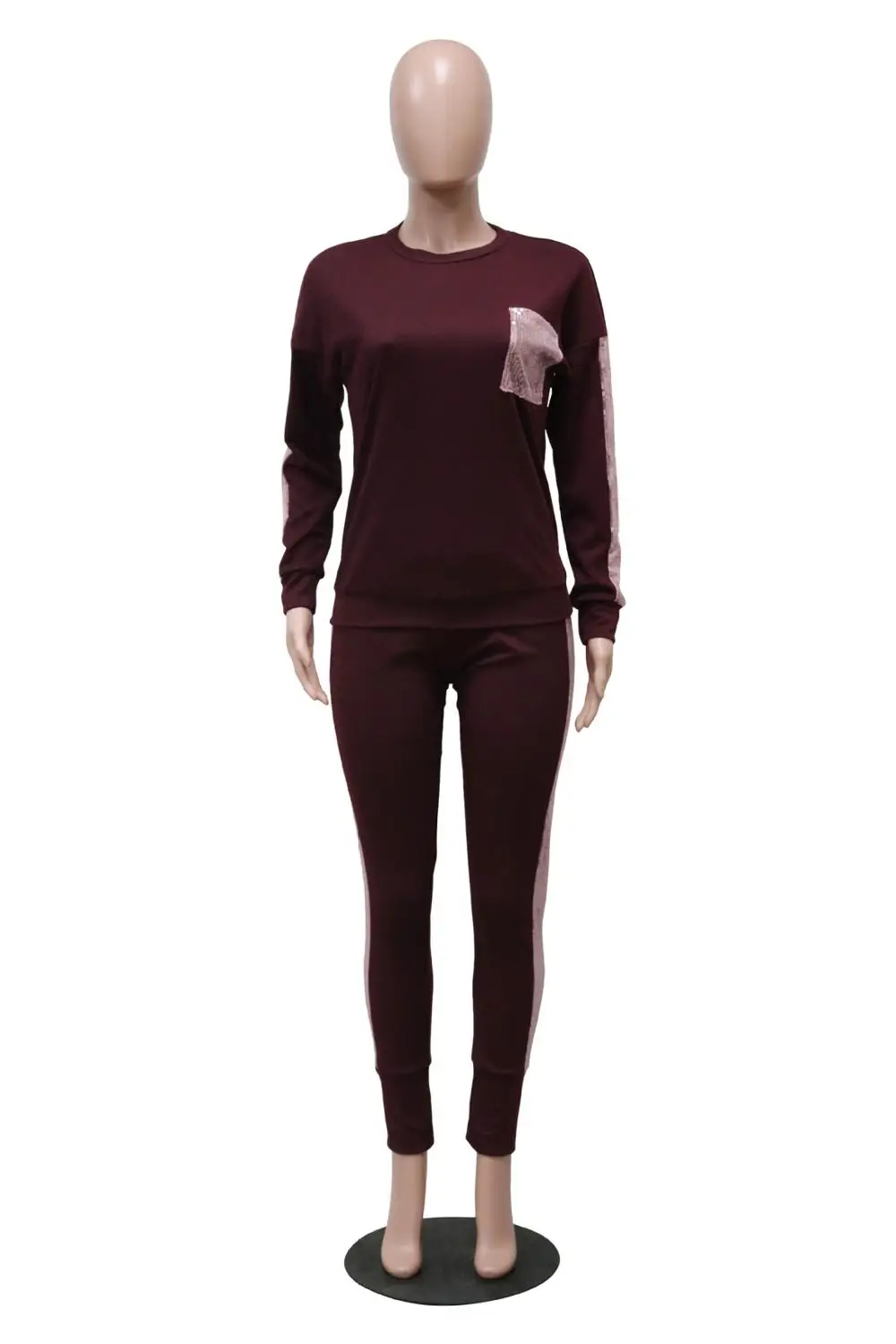

Autumn new fashion solid color sports women's suit slim fit o-neck long sleeve T-shirt and trousers 2-piece set
