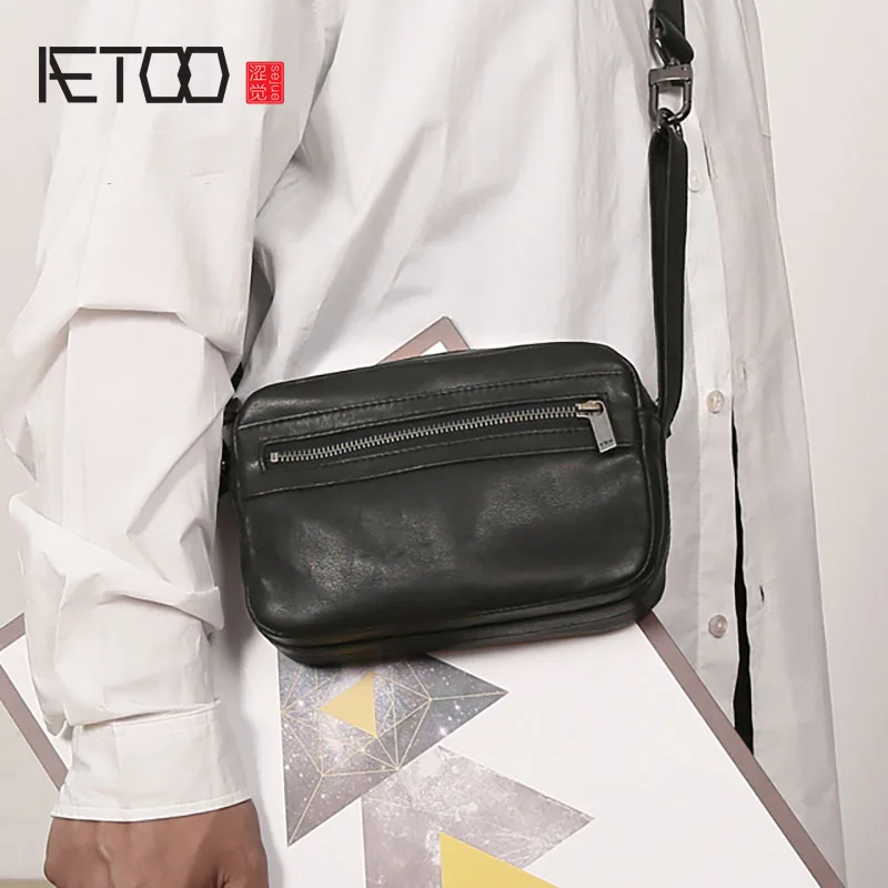 

AETOO Men's leather shoulder bag, leather casual diagonal bag, handbag