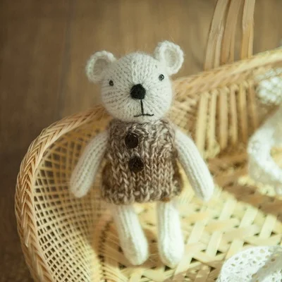 white bear Jane Z Ann кукла ручной работы для фотосъемки новорожденных кролик девочка медведь свинья кошка реквизит для студийной съемки аксессуары - Цвет: white bear