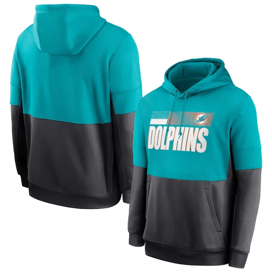 

Miami Men Sweatshirt Dolphins Sideline Impact Lockup Spring Autumn Pullover Hood American football Casual Hood Patchwork Hoodie