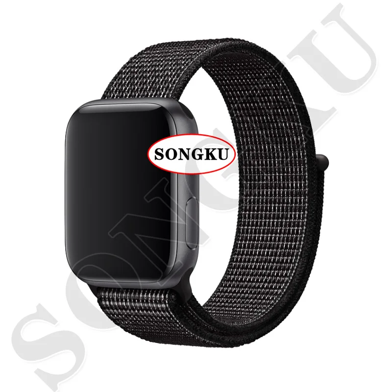B Nylon Black SONGKU IWO 12 часы серии 5 1:1 умные часы 40 мм 44 мм Bluetooth часы для apple iPhone Siri Android телефон цветной ремешок - Цвет: B Nylon Black