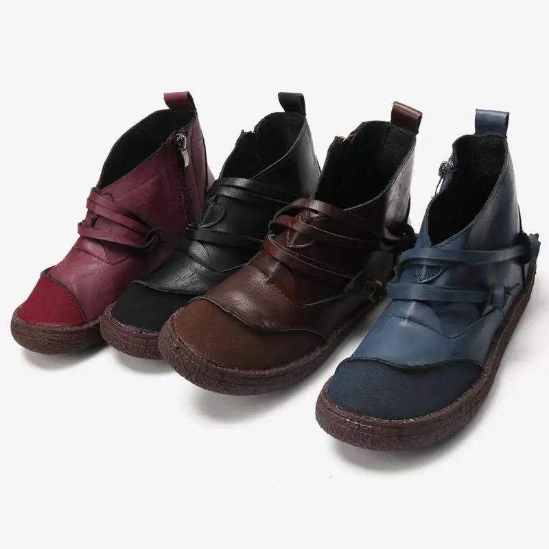 

2020 Autumn Winter Women's Shoes Ankle Boots Solid Color Soft and Comfortable Boots Ladies Casual Zipper Flat Ankle Boots