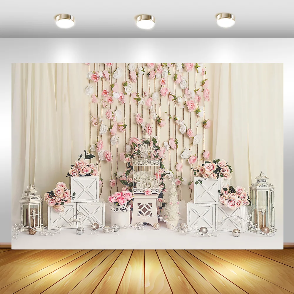 

Mehofoto Newborn Baby Floral Photography Backdrops Pink Flower Photographic Studio Photo Background Birthday Decorations Prop