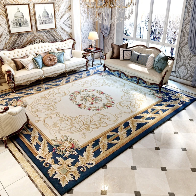 

Europe Hand Carved Carpet Living Room Parlor Thick Rug Bedroom Sofa Coffee Table Floor Mat Classic Palace Carpet Home Study Room