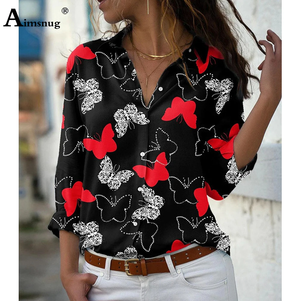 Plus Size 4xl 5xl Women Butterflies Printed Blouse 2022 Summer New Bohemian Chiffon Top Lepal Collar Basic Shirts Clothing