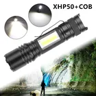 USB XHP50 + COB аккумуляторная мини светодиодный фонарик режим освещения Водонепроницаемый фонарь телескопический зум-объектив для стильного костюма; Обувь для ночного освещения