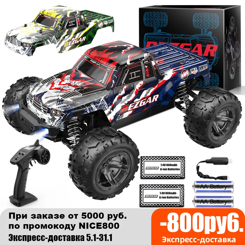 

BEZGAR HM161 Hobby RC Car 1:16 All-Terrain 40Km/h Off-Road 4WD Remote Control Monster Truck Crawler with Battery for Kids Adults