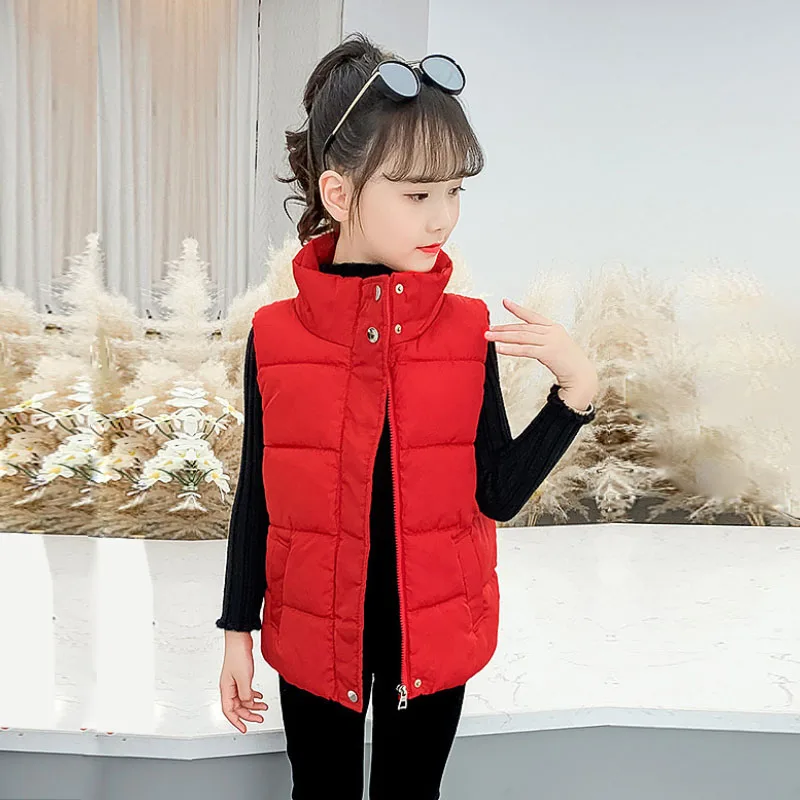 Зимняя одежда для девочек куртка жилет модное повседневное теплое пальто