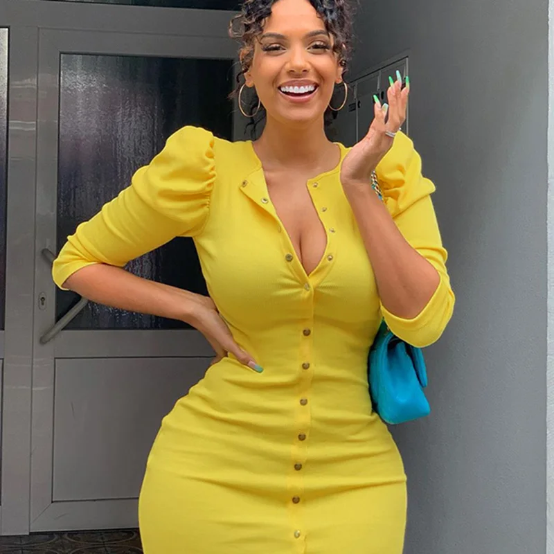 

Однотонные платья с V-образным вырезом и пышными рукавами, длинный корсет с высокой талией, летнее платье, Повседневная Уличная одежда, женс...