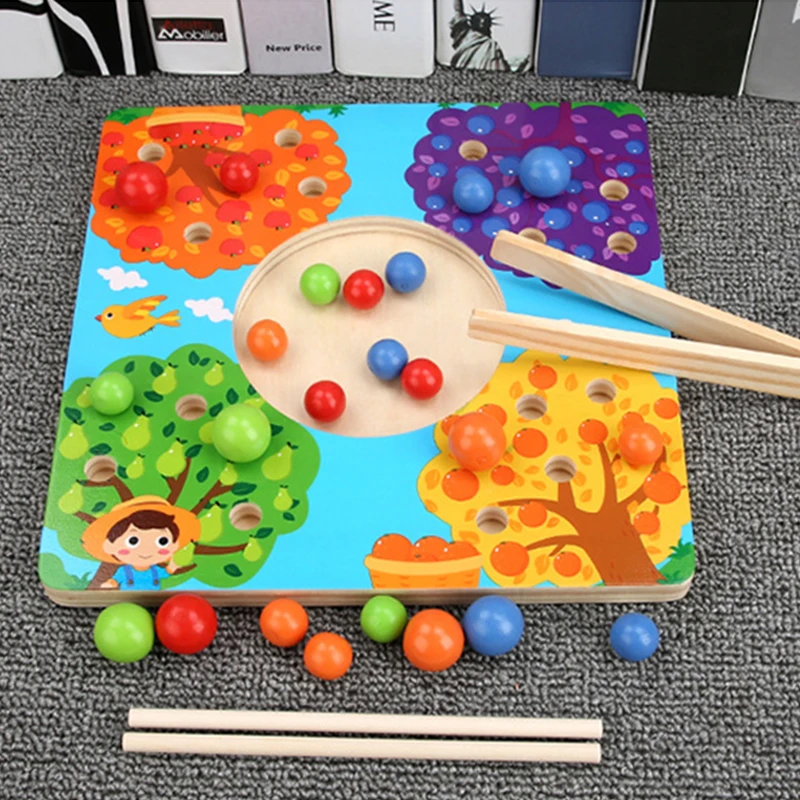 Бусины клипсы Монтессори большая игрушка для дерева Детская логика концентрация