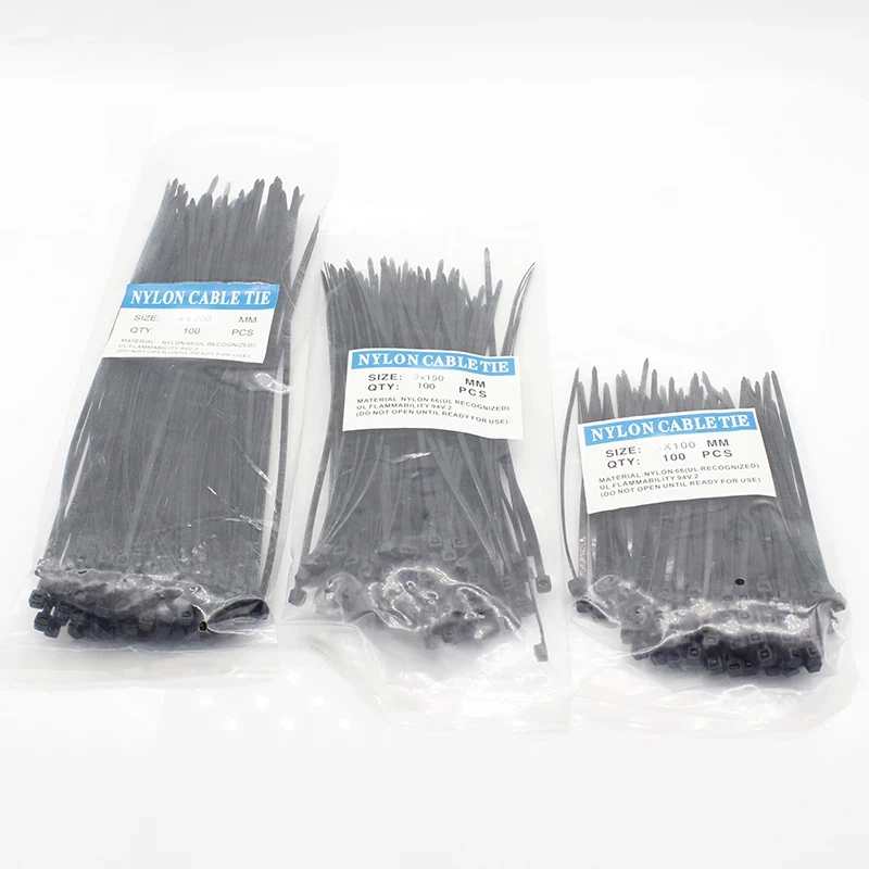

100 Pcs Nylon Cable Self-locking Plastic Wire Zip Ties Set 3*200 4*150 4*250 MRO & Industrial Supply Fasteners & Hardware Cable