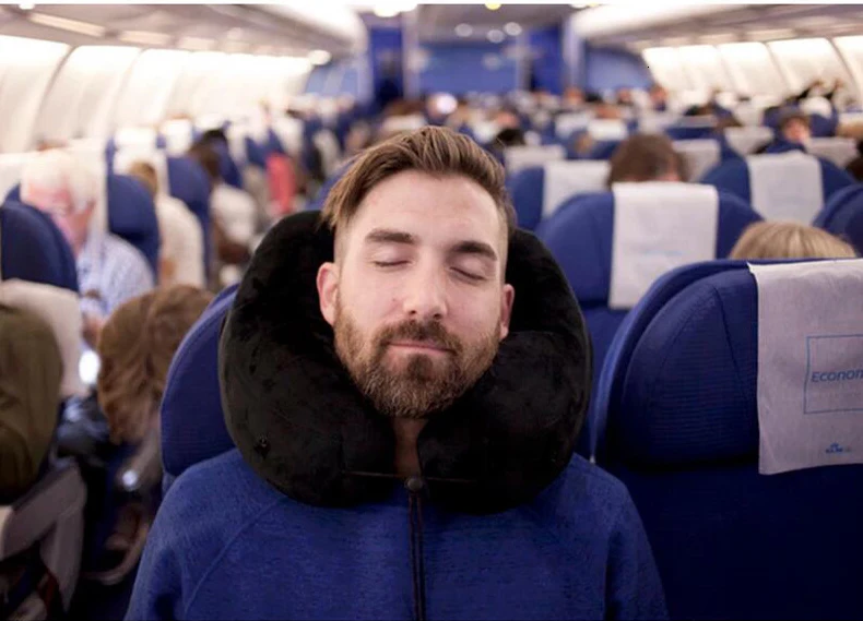 Travelsky обновленная h-образная подушка для шеи, подушка для путешествий, складная надувной дорожный подушка для деловой поездки, уличная однотонная подушка для шеи