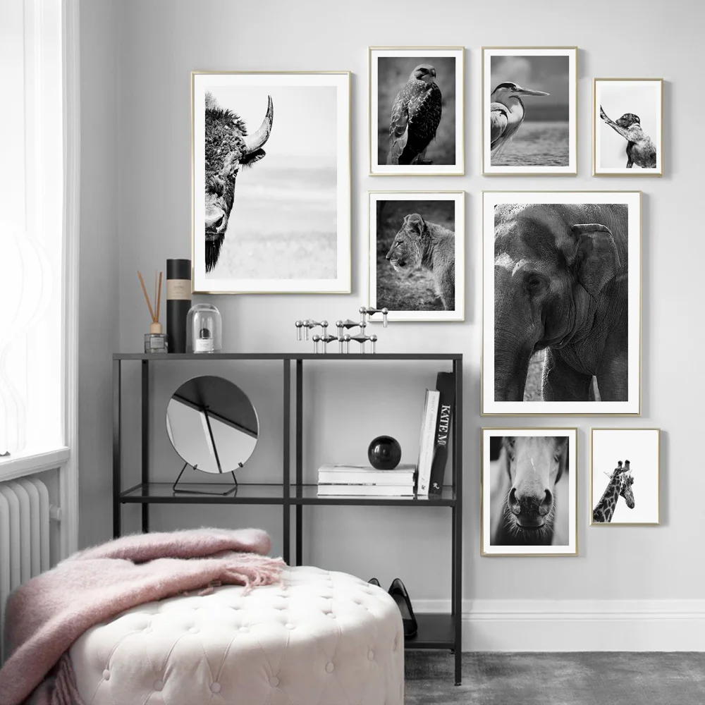 Картина на холсте с животными настенное искусство слон жираф Лев носороги