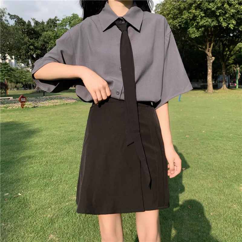 Японский колледж jk униформа из двух частей Женская универсальная рубашка с