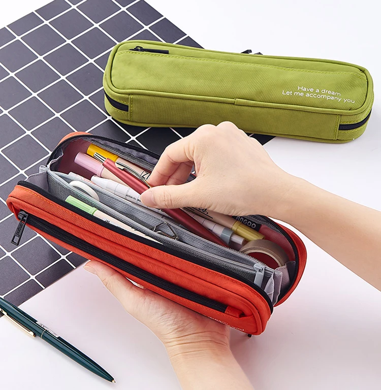 Пенал школьный на молнии многослойный Чехол для карандашей и ручек милые