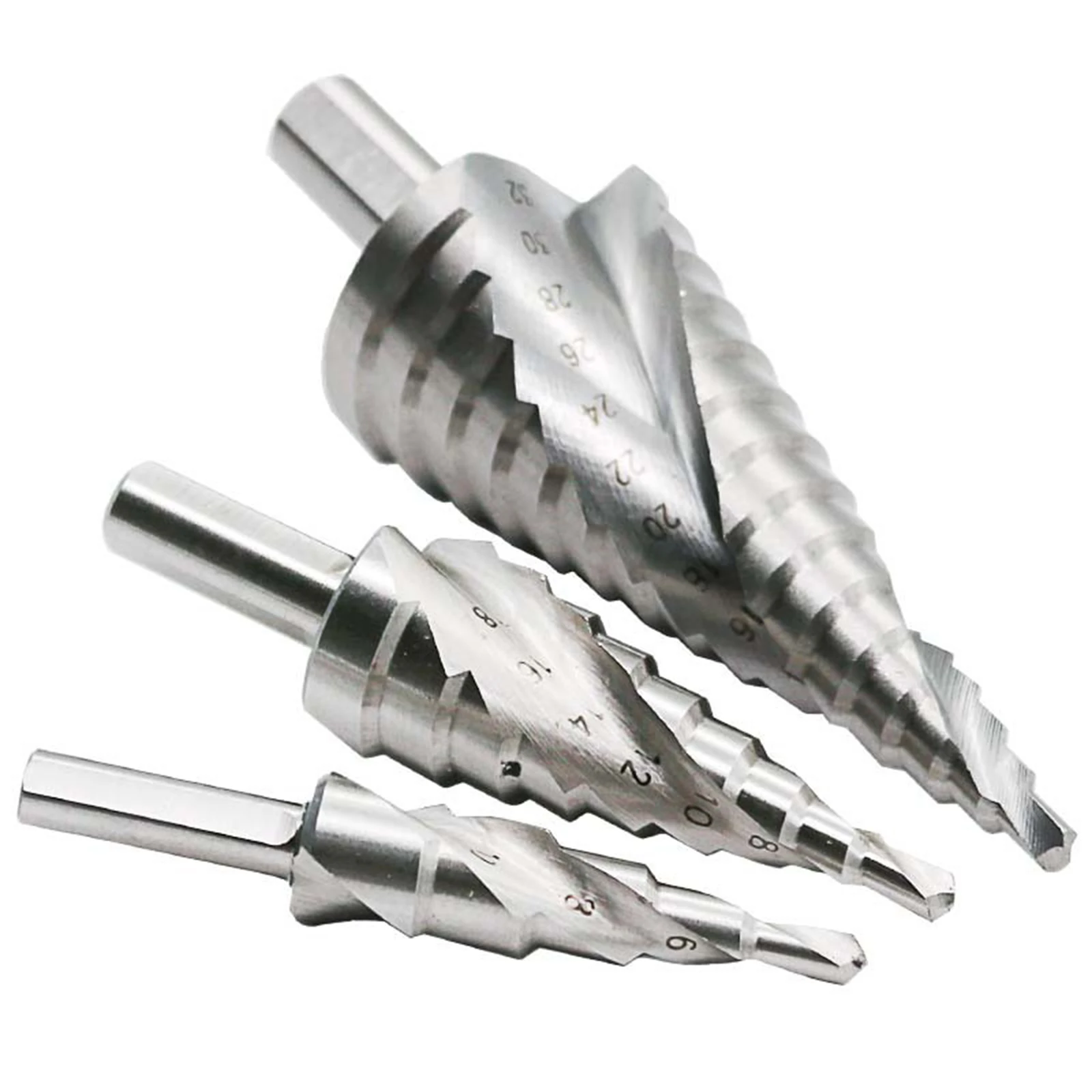 

HSS Power Tools Spiral Grooved 1pcs/3pcs Silver 4-12 /4-32/4-20mm Woodworking Triangular Shank Drill