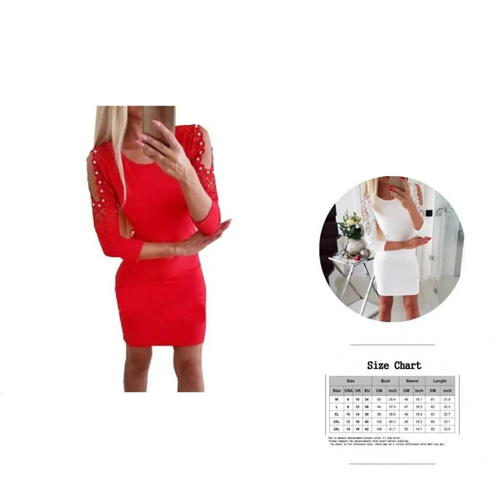 

Вечернее платье, эластичное мини-платье с искусственным жемчугом, однотонное облегающее женское платье