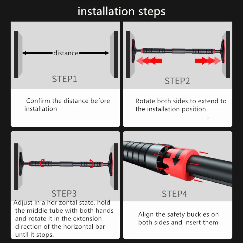 Large Door Horizontal bar Steel Adjustable Training Bars For Home Sport Workout Pull Up Arm Sit Bar Fitness Equipm |