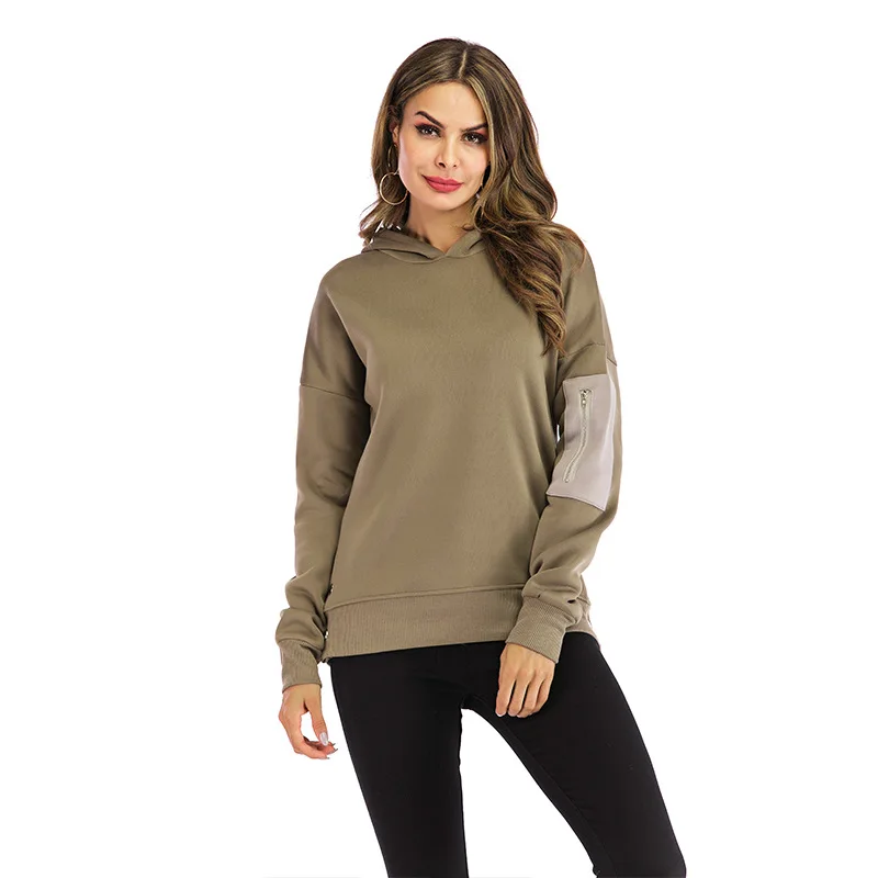

Women's Casual Plain Hooded Pocket Long Sleeve Pullover Hoody