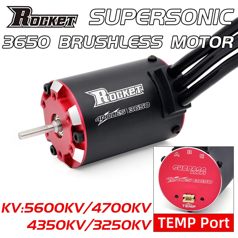 

Бесщеточный двигатель ROCKET MOTOR 3650 5600KV 4700KV 4350KV 3250KV w/Temp Sensor для 1/8 1/10 Tamiya GTR Traxxas RC Drift Racing Car