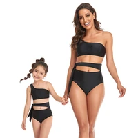 2022 black matching outfit swimwear women swimsuit mother daughter kid girl bathing swim suit bikini swimsuit ready