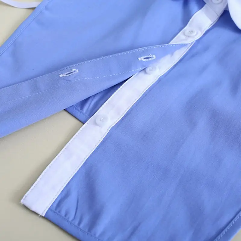 Женская Офисная простая фальшивая рубашка с воротником контрастного синего и