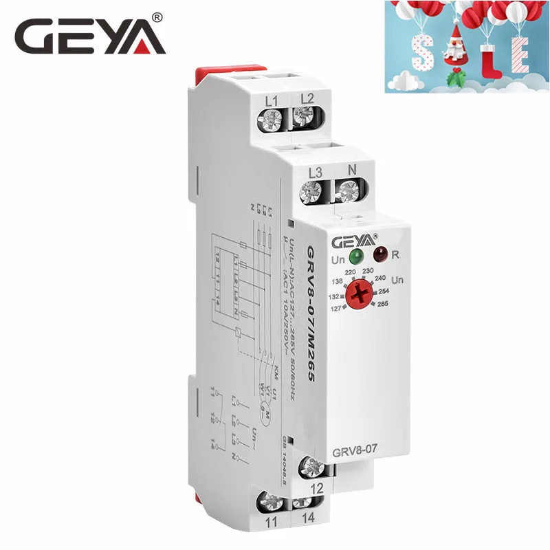 GEYA GRV8-07 реле монитора фазы с асимметрией и функцией задержки времени 45-65 Гц din-рейка Тип электронное реле