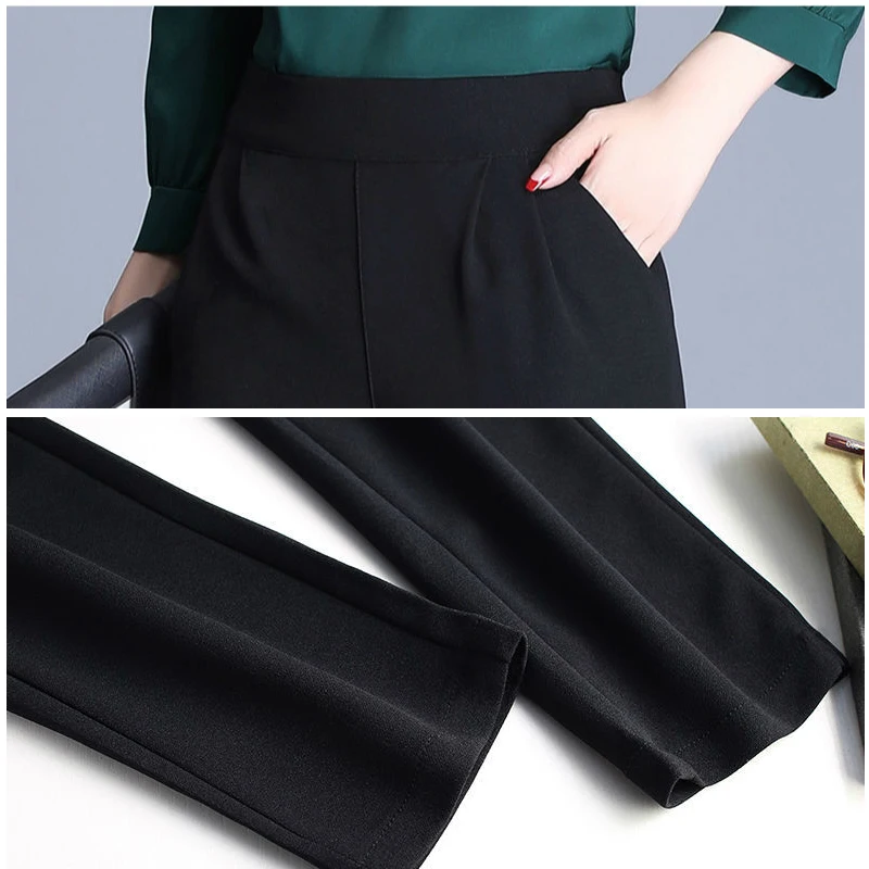 

Office Lady Work Leisure Suit Pants 2021 Korean Style Spring Summer Casual High Waist Harem Pants Female Trousers Plus Size 3XL