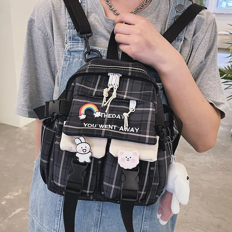 

Fashion Women's Small Backpack Canvas Waterproof Shoulder Bag Trendy Student Crossbody Bags