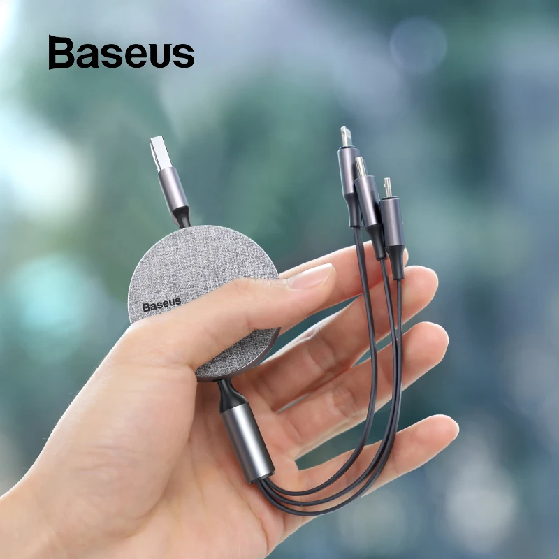 Baseus 3 в 1 Выдвижной USB кабель для iPhone Xs Max Многофункциональное зарядное устройство