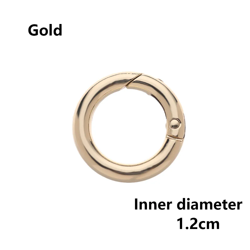 gold 1.2cm 2 шт., оцинкованный сплав, пружина для ворот, уплотнительное кольцо, пряжки-зажимы, карабин, кошельки, сумки, Круглый пусковой крючок, карабин - Цвет: gold 1.2cm