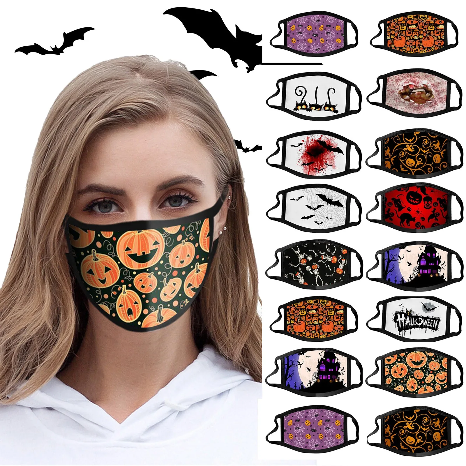 Маска для лица с принтом на Хэллоуин хлопковая ткань шарф косплея | Тематическая
