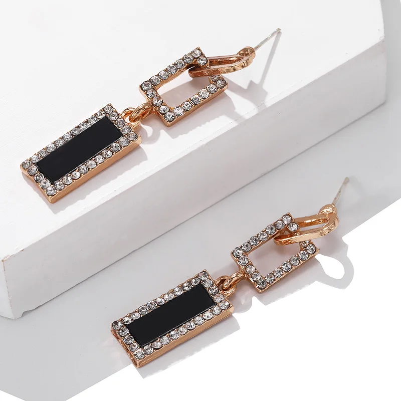 Корейские черные акриловые Серьги Геометрические Квадратные Висячие серьги для