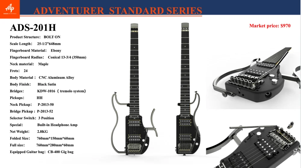 Электрогитара ALP без головы Explorer портативная складная электрогитара для