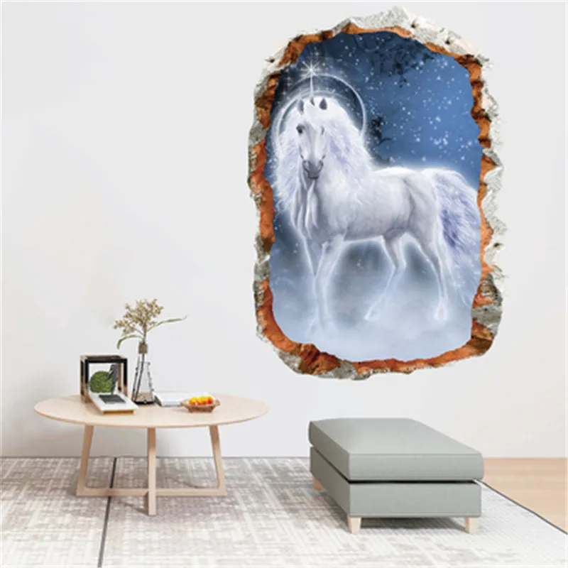 3D единорог наклейки на стену домашний Декор Наклейки для декора комнаты спальни