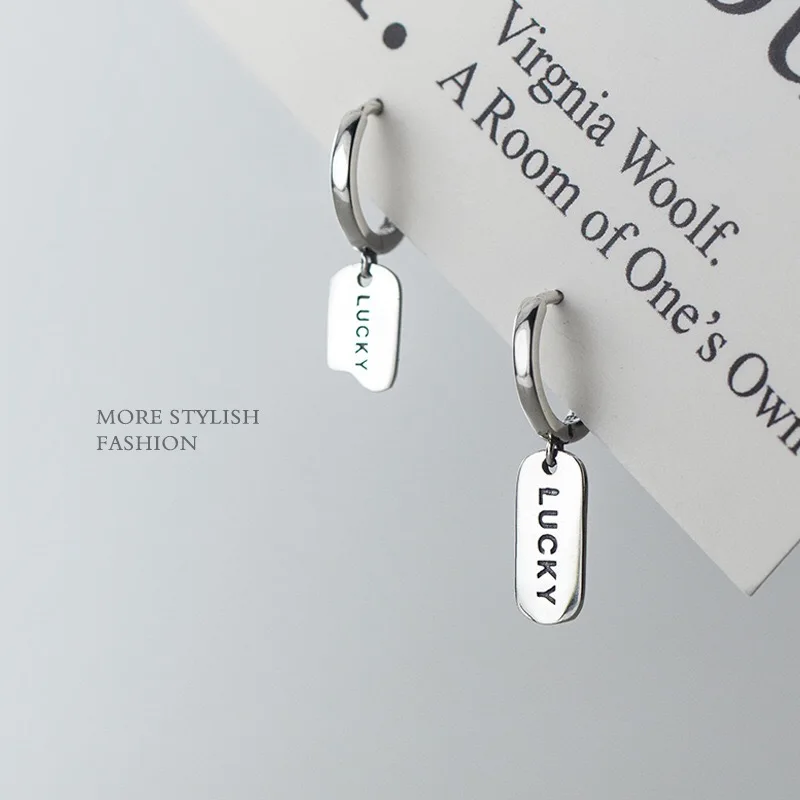 Женские серьги кольца с буквами MENGYI простые прямоугольные подвески надписью на