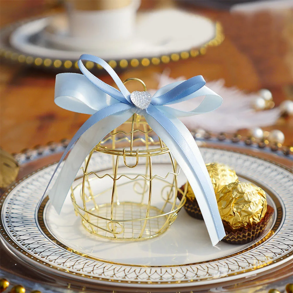 6 шт. мини металлическая Золотая винтажная Ретро клетка для птиц коробки конфет