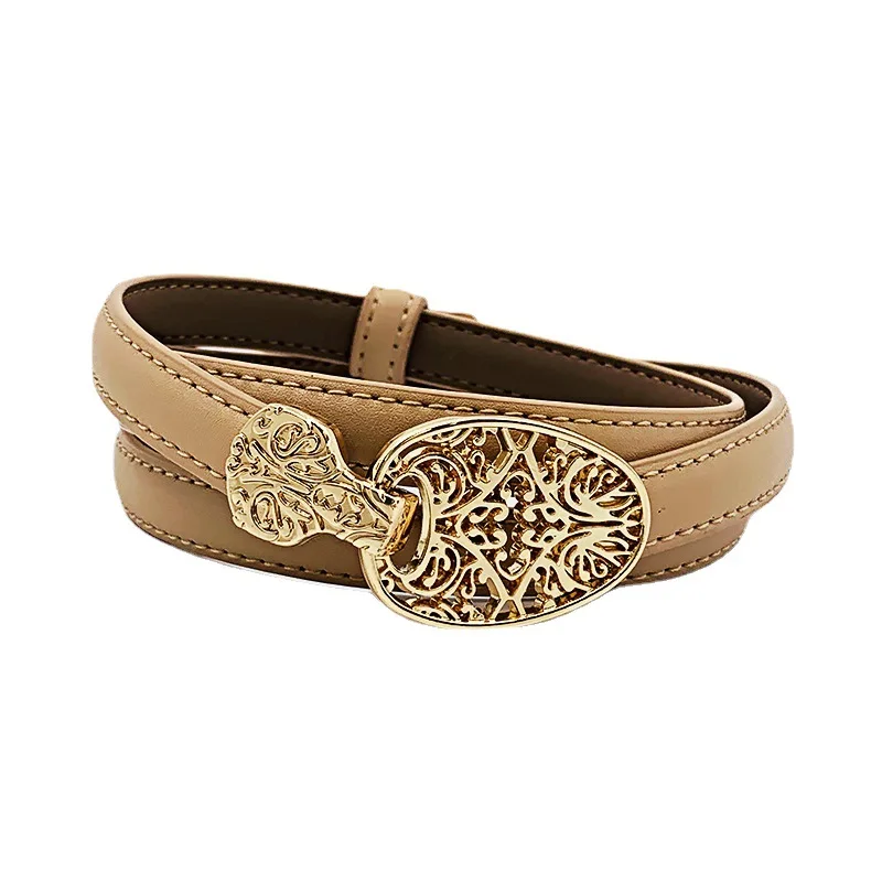 

New belt Classic Vintage Women's leather buckle belt versatile thin cow belt women's