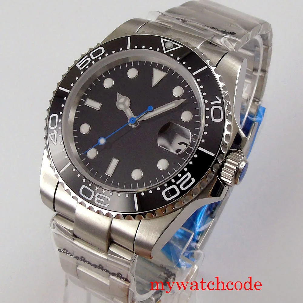 

40mm BLIGER Mechanical Automati Men's Wristwatch Black Sterile Dial 24 Jewels NH35 MIYOTA 8215 Movement Oyster Bracelet