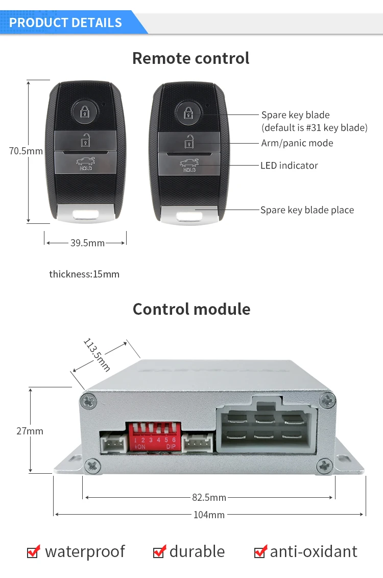 Easyguard Smart key keyless go car alarm system remote engine start push button start touch password entry DC12V