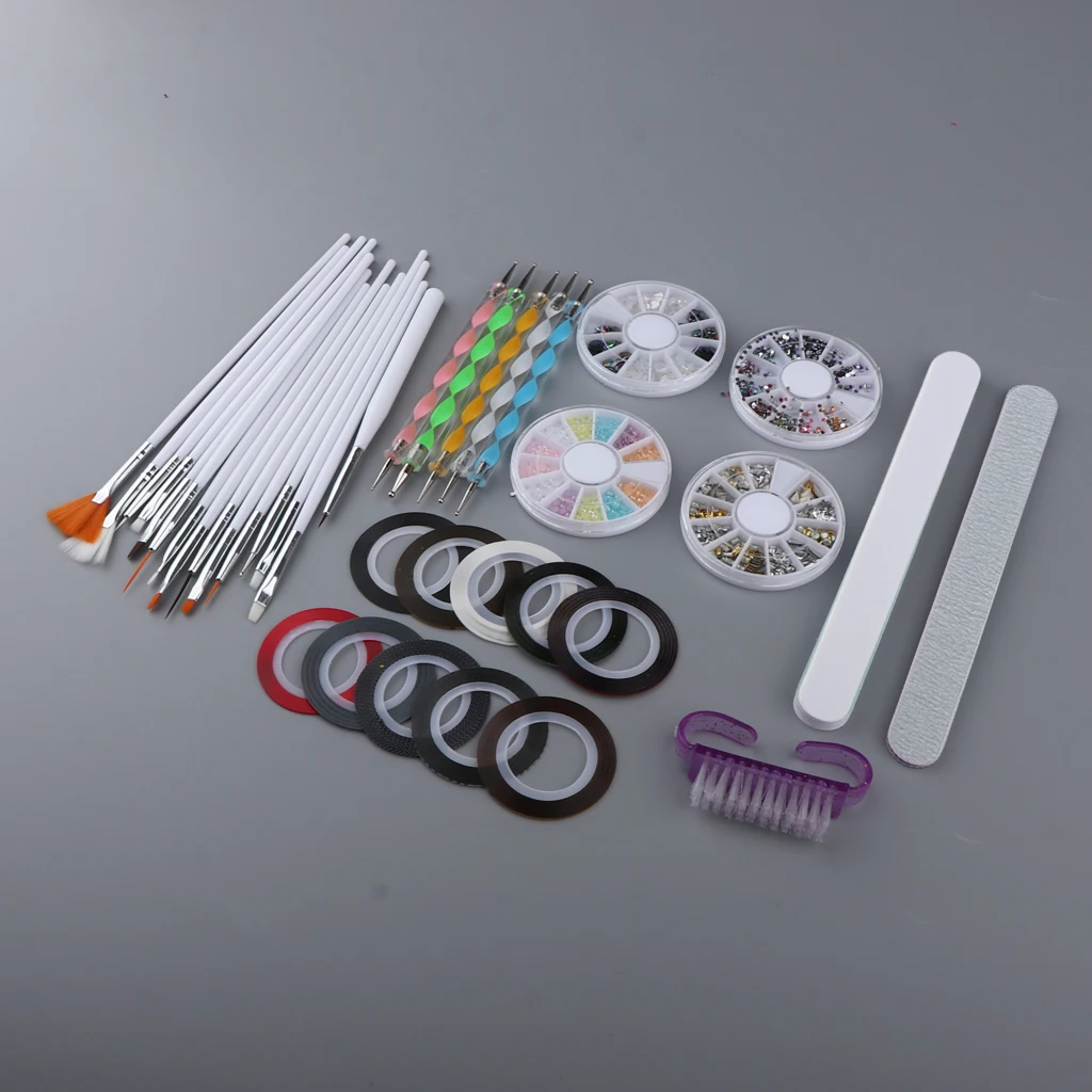 Набор инструментов для маникюра из 37 предметов кисточка лайнер нейл арта 15x + перо