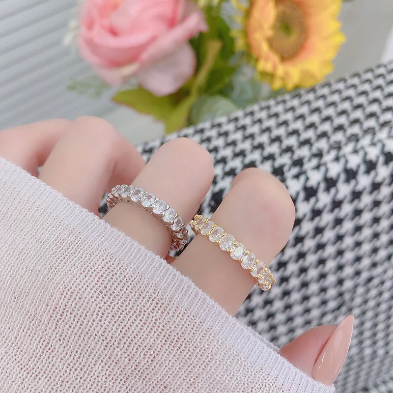 

New Design Fine Jewelry Shine Crystal Luxury Rings for Woman Holiday Party Daily Simple Ring for Gifts