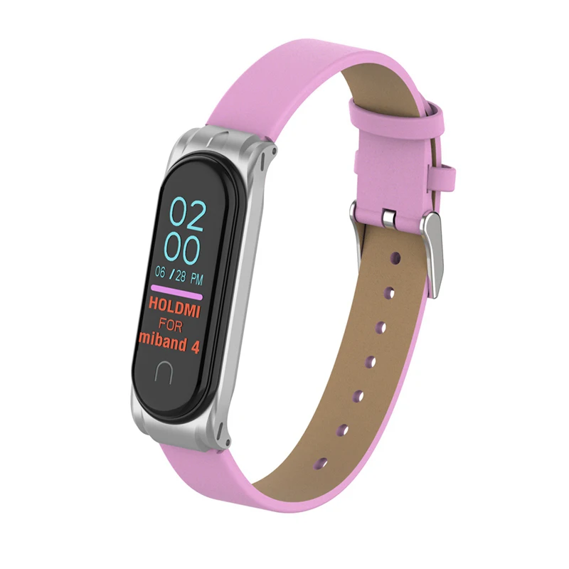 Кожаный ремешок для mi band 4, умный браслет, металлический чехол, PU ремешок для часов, для Xiaomi mi, ремешок, 3 замены, аксессуары для женщин и мужчин