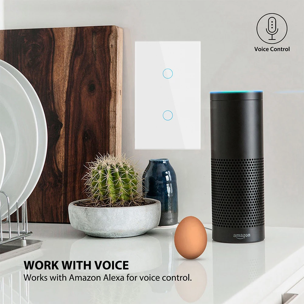 Умный выключатель Alexa без нейтрального стекла 433 МГц