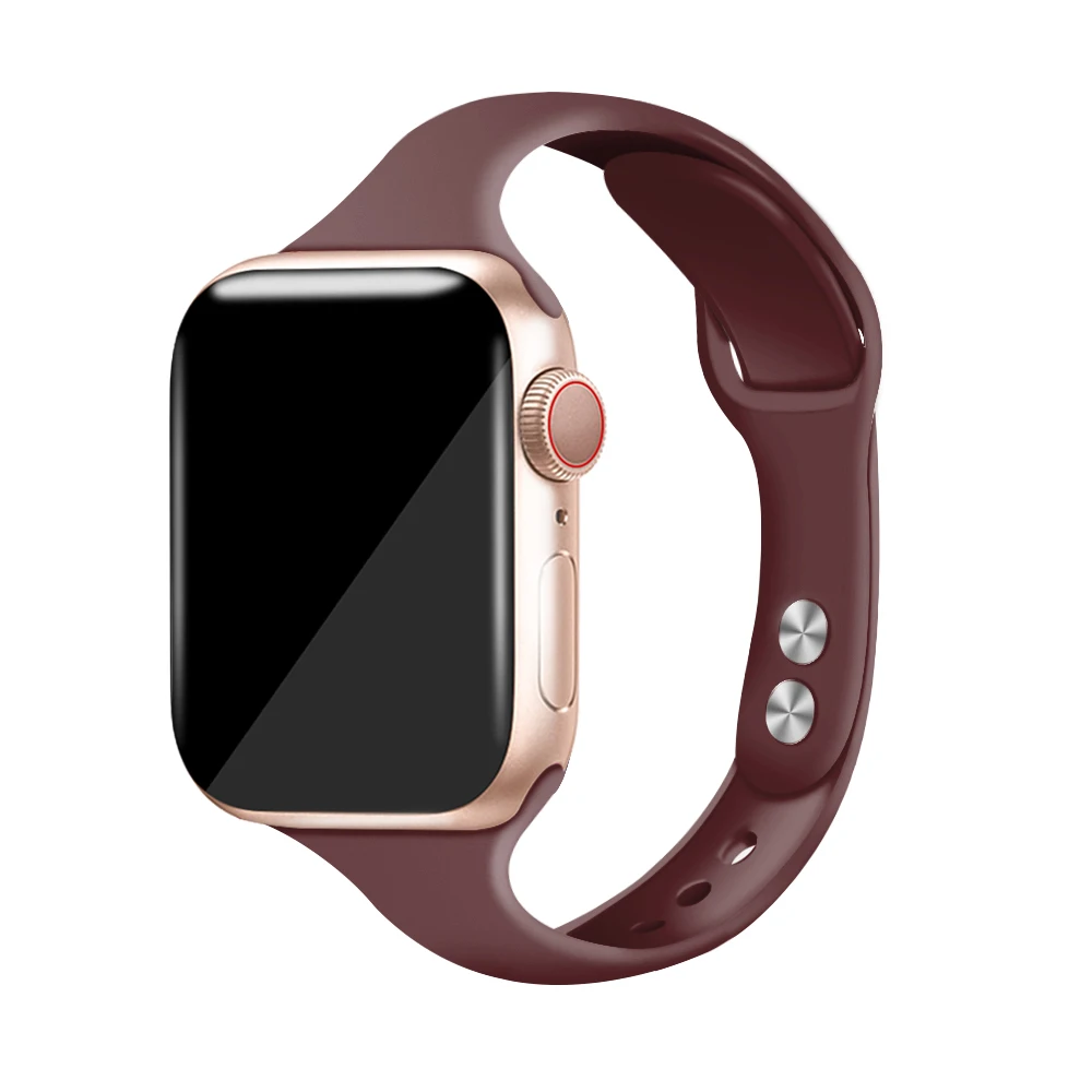 Силиконовый ремешок для наручных часов Apple Watch 38 мм, 42 мм, iwatch, версия 4 полосным 44 мм/40 мм спортивный браслет резиновый ремешок для наручных часов iwatch, версия 5 4 3 2 1 - Цвет ремешка: Wine red