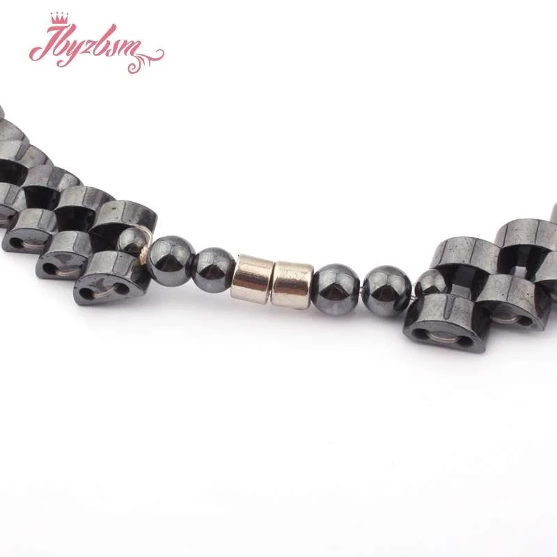 Бусины Из Гематита и натурального камня прямоугольные (без магнита) черные 4 х10 мм