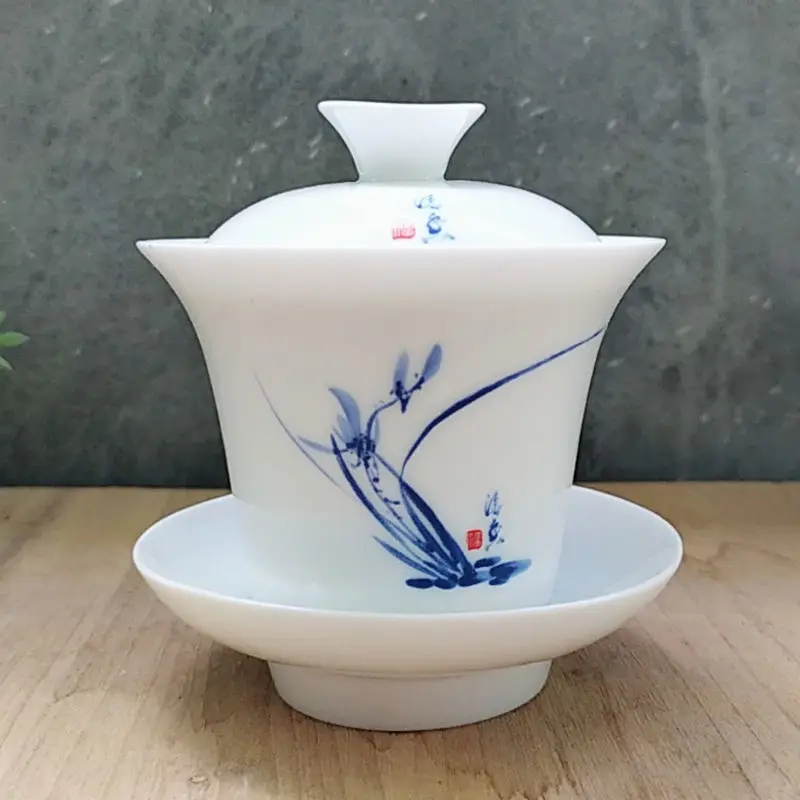 

Small Capacity Tea Tureen White Porcelain Gaiwan Cover Bowl Dish Tea Set Creative Drinkware