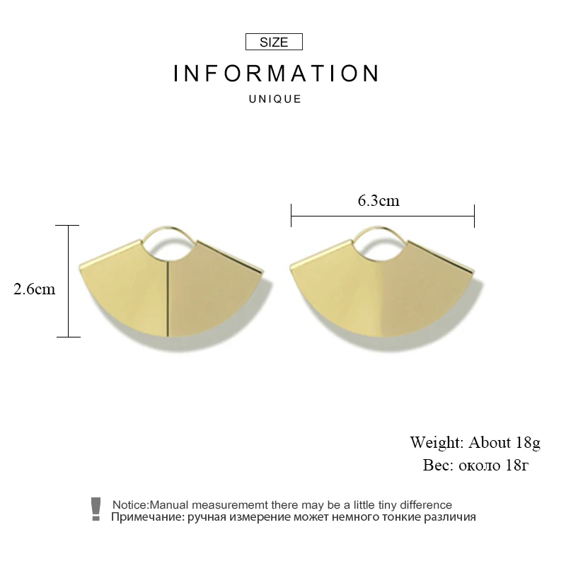 

Vintage Camber Fan Dangle Earrings Matte Gold color Big Earings Drop Earrings For Women Fashion simple Jewelry CEL551
