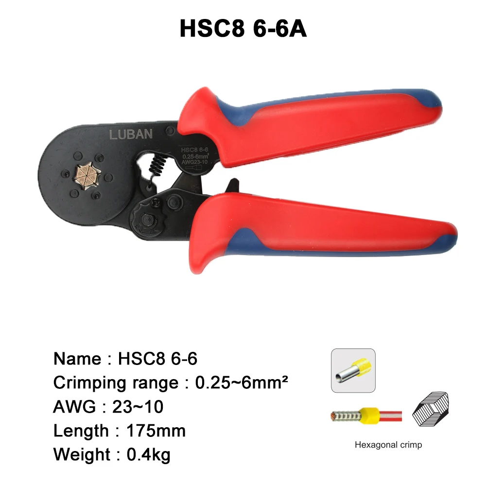 HSC8 6-6B HSC8 6-6A саморегулируемые обжимные плоскогубцы 0,25-6 мм терминалы обжимные инструменты мульти Топ бренд HSC8 6-6 23-10AWG